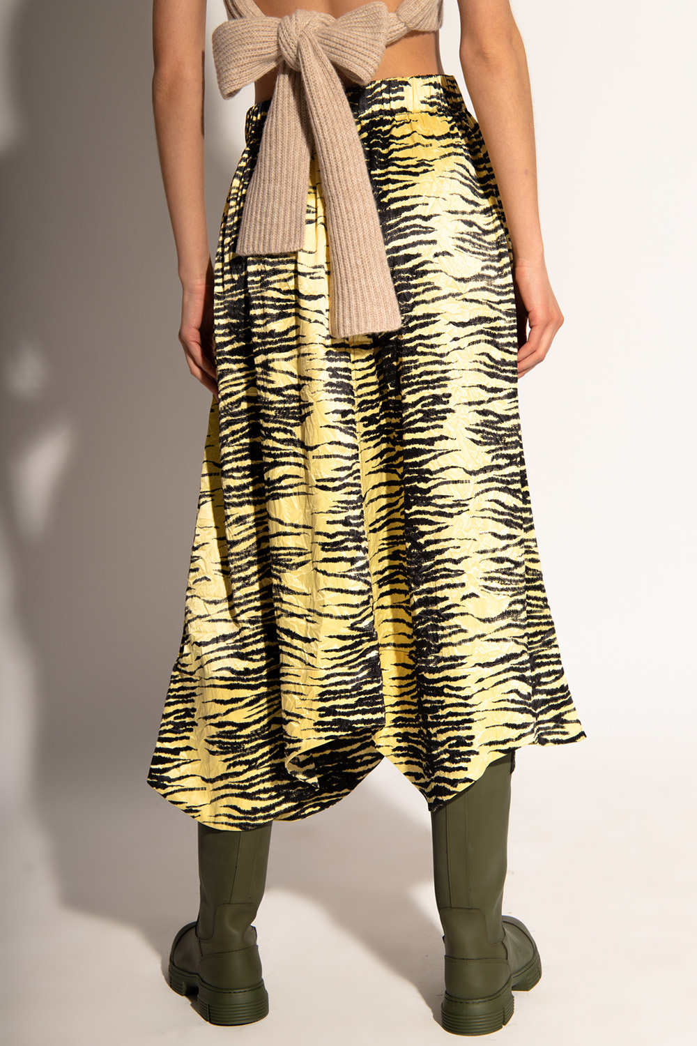 【関税&送料込】Ganni Longuette Skirt Egret Polka-dot Double Satin Long Pocket Skirt | GANNI US